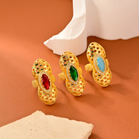 Ensemble de bagues réglables plaquées or 18K 24K, serties de zircone cubique, style rétro, pour mariage, bijoux ethniques du Moyen-Orient, Fines Anneaux