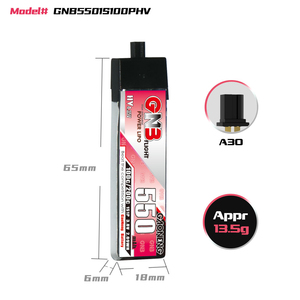 GAONENG GNB 1S 3.8V HV 550MAH 100C A30 Plastic Head RC LiPo <b>Battery</b> Mini Quads FPV <b>DRONE</b> Emax NanoHawk - Product Image 3