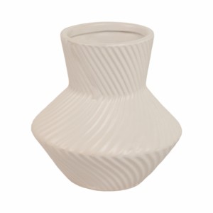 Vaso in ceramica moderno a forma di clessidra con rigature per l'arredamento del soggiorno - Product Image 1