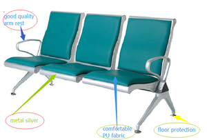 Chaise d'attente 4 places en acier inoxydable de haute qualité pour aéroport, bureau, espaces publics, design moderne, coussin pour usage extérieur et scolaire - Product Image 5