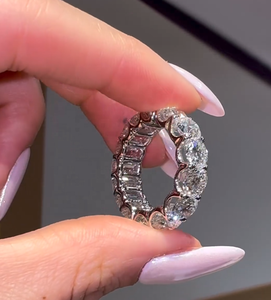 Nhà máy trực tiếp bán 10k 14k 18K vàng trắng vvs D màu 3x5mm Emerald cut mix Vòng rực rỡ cắt phòng thí nghiệm phát triển Kim Cương Vòng ban nhạc - Product Image 3