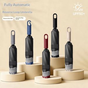 Parapluie en polyester entièrement automatique OEM avec 10 baleines, design pliable, style moderne, cadeau d'affaires - Product Image 2