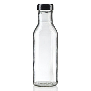 Boca ancha transparente 12 oz 8 oz botella de vidrio decorativa vacía de Chile Glaas BBQ 500ml salsa picante aderezos de pimienta botellas de vidrio