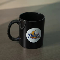 Tasses à cappuccino en céramique noire à transfert thermique, tasses à café personnalisables avec poignée