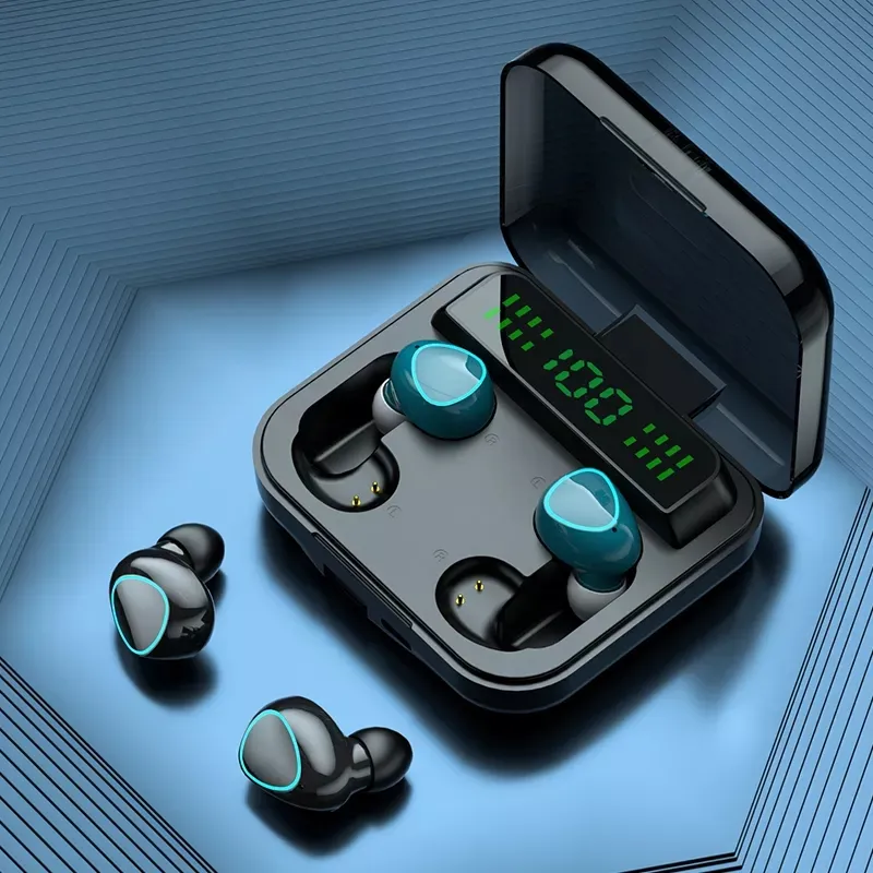 TWS Terkecil 4 IN 1, Headphone Bluetooth Tanpa Kabel Permainan Musik TWS M22 TWS dengan Kotak Pengisi Daya Earbud