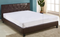 Vêtement de chambre à coucher en tissu PU, couvre-chef avec jambes en bois, lit simple et double King queen size