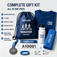 Ensemble cadeau promotionnel personnalisé pour course de marathon avec médaille, serviette, t-shirt, sac à cordon, kit sportif pour événement de course, OEM