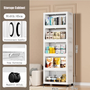 Contenedores de Almacenamiento Apilables de Plástico de Doble Nivel con Puertas y Ruedas, Diseño Plegable para Armario, Dormitorio, Sala de Estar - Product Image 2