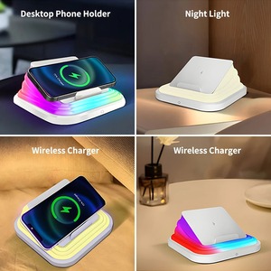 Lampe de table LED à intensité variable, chargeur sans fil pour iPhone 14, support de téléphone, station de charge rapide pour Samsung S8, veilleuse de bureau - Product Image 6