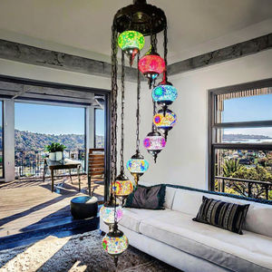 Lampada a Led moderna fatta a mano in stile turco lampadario a mosaico ristorante appeso installazione AC per installazione sospesa ristorante - Product Image 3