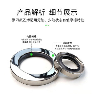 ซีลเพลาสแตนเลสสีเหลืองนำเข้า ขนาดเส้นผ่านศูนย์กลางภายใน 8-280 มม. เกรดอาหาร ปราศจากน้ำมัน เกรดยา ผลิตจาก PTFE สำหรับการบดแบบแห้ง - Product Image 3