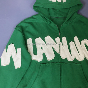 Felpa con cappuccio 100% in cotone con cerniera personalizzata del produttore con cappuccio e cuciture ricamate Set di pantaloni sportivi <span class=keywords><strong>eleganti</strong></span> taglie XS tuta con cappuccio - Product Image 4