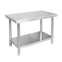 Table de travail en acier inoxydable à double couche - Table de préparation pour cuisine commerciale pour hôtel et restaurant