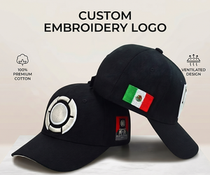 Gorras de Streetwear Negras Bordadas con Logotipo Personalizado OEM ODM, Visera Tipo Sandwich, Estructuradas de 6 Paneles, Unisex, MOQ Bajo - Product Image 1
