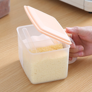 Flip Top Plastic <b>Spice</b> <b>Jar</b> Set Divided With Spoon Kitchen Storage Container For Seasoning Preservation PP Material Blue Pink - Product Image 3