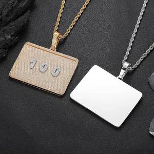 Custom VVS Moissanite Rectangle Plaque Pendants 925 Silver Hip Hop <b>Initial</b> Bar Charms GRA Pass Diamond Tester B2B Supply - Product Image 4