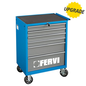 รถเข็นเครื่องมือ Fervi ขนาด 560 x 350 x 770 มม. ทำจากเหล็ก ล็อคได้ ล้อสี่ล้อ สีฟ้า สำหรับเก็บเครื่องมือในโรงงาน - Product Image 1