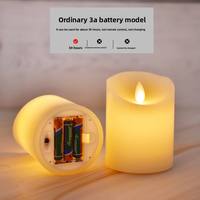 Bougie LED Cylindrique à Flamme Scintillante 3D Écologique Fonctionnant sur Batterie Blanc Ivoire pour la Maison Mariages Halloween