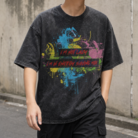 T-shirt pour homme 260 g/m² 100 % coton lavé, coupe oversize à épaules tombantes, impression numérique DTG, graphique personnalisé, streetwear