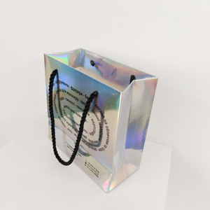 Bolsa de Papel Holográfica Brillante de Moda, Bolsa de Papel de Regalo Plateada Iridiscente - Product Image 5