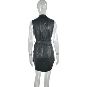 Abito in pelle sintetica tinta unita alla moda - Product Image 5