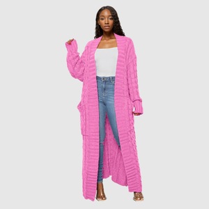 Suéter Cárdigan Largo para Mujer, Tejido Holgado con Bolsillos, Moda, Gran Venta - Product Image 2