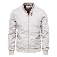 Blouson Bomber Homme Nouveau Style Coréen Américain Décontracté à Col Montant, Tailles M-5XL, Fermeture Éclair, Printemps, Polyester, Coupe Ajustée, Coupe-Vent