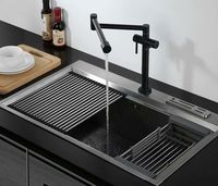 Robinet de cuisine à poignée unique et à double joint pivotant, bec de remplissage de casserole à montage sur pont, tige d'extension d'évier polie en céramique de zinc