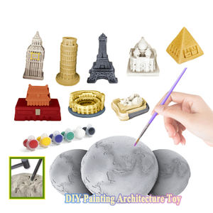 8 pièces Architecture du monde bricolage 3D peinture jouet archéologique découvert jeu pierre creuser et colorier jouets pour enfants Kit d'apprentissage - Product Image 1