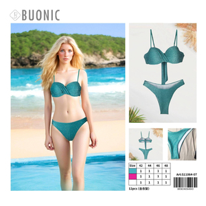 Set bikini da donna Buonic Teal Sparkle 42 44 46 48 Costumi da bagno Abbigliamento da spiaggia - Product Image 1
