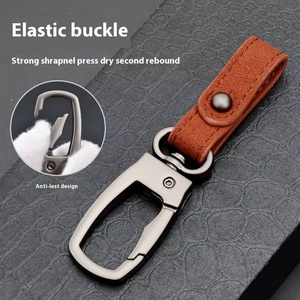 Luxury Men's High-End PU Leather Car <b>Keychain</b> Waist Hanging Pendant Suede <b>Keychain</b> Fashionable Couple Accessory Leather <b>Keychain</b> - Product Image 3