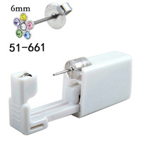Pistolet de perçage d'oreilles jetable avec boucles d'oreilles en cristal fleur, machine de perçage d'oreilles sécurisée, ensemble de boucles d'oreilles en acier inoxydable 316L pour perçage à domicile