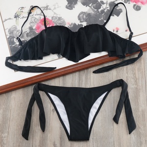 Bikini de Mujer OEM ODM de Fábrica, Traje de Baño con Tirantes en V, Estilos Personalizados, Tela de Nailon Transpirable de Secado Rápido, 1 Estampado Sólido - Product Image 3