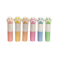 Stick à lèvres en plastique imprimé rose en forme de patte de chat 4G avec applicateur cosmétique