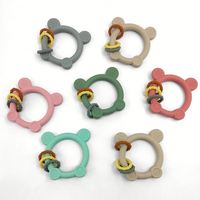 Anneau de dentition unisexe en silicone de qualité alimentaire pour bébé, anti-sucette, 6-12 mois, jouet souple en forme d'ours, sans BPA