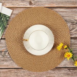 Bamboo Coster Thanksgiving <strong>Placemats</strong> Sets of 8 Boho Water Hyacinth Round Table With Coasters Coffee <strong>Placemat</strong> <strong>Cream</strong> Cotton - Product Image 2