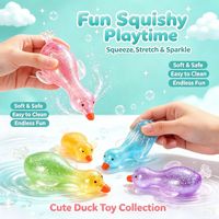 Jouets Squishies Canard Pailleté, Jouets Anti-Stress Souples à Presser en Forme d'Animaux, Jouets Squishies Canard Colorés pour le Soulagement du Stress, Vente en Gros