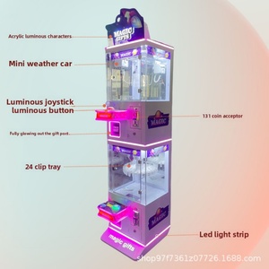 Trendy <b>Mini</b> Commercial One-Grab-One-<b>Clamp</b> Coin-Operated Doll Grabbing Machine New Kids English Coin Pusher Gift Machine - Product Image 2