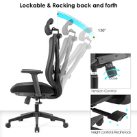 Nouveau modèle de chaise de bureau ergonomique en maille de haute qualité avec porte-vêtements et accoudoirs 3D – Mobilier de bureau