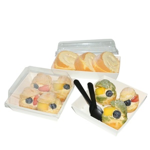 Beigu hot selling white paper cake box take away bread sandwich hamburger food packaging box with plastic lid