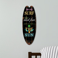Poli été Style hawaïen en bois planche de surf tenture murale plage planche de surf Plaque avec crochet ornements pour décor de fête à la maison