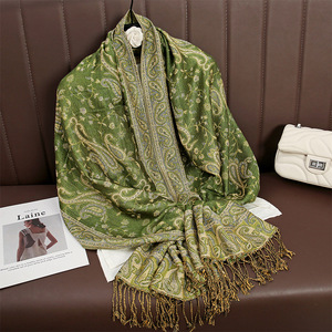 Style ethnique surdimensionné Long 190*70CM Jacquard châle foulard pour les femmes fantaisie crochet cajou motif Pashmina écharpes enveloppes étoles - Product Image 5