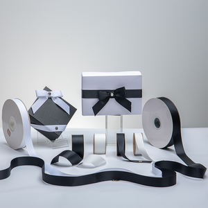 批发礼品包装环保工艺蝴蝶结手工罗纹丝带卷 50 码 黑白定制丝带 <span class=keywords><strong>2.2</strong></span> 厘米用于包装盒 - Product Image 5