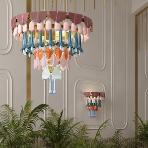 Lustre en céramique de style campagnard français JYLIGHTING, hauteur réglable, design macaron coloré pour salon, salle à manger, <span class=keywords><strong>villa</strong></span> - Product Image 2