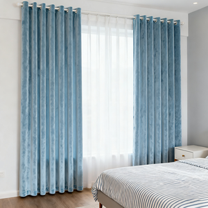 <span class=keywords><strong>Rideau</strong></span> de vague en velours doux à ombrage translucide pleine lumière isolé et ignifuge de style moderne pour la <span class=keywords><strong>baie</strong></span> vitrée du salon - Product Image 1