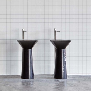 Hiện đại tùy chỉnh trong suốt màu đen bề mặt rắn nhựa đá nhân tạo freestanding rửa phòng tắm lưu vực bệ bồn rửa - Product Image 4