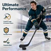 Bâton de hockey 65-68 pouces Sr 100% fibre de carbone, noir mat, logo personnalisé, vente en gros, bâtons de hockey directement de l'usine pour les commandes d'équipe
