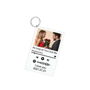 Personalizable UV Impreso Laser Cut Clear Plastic Song Placa Música Acrílico Foto <span class=keywords><strong>Llavero</strong></span> - Product Image 1