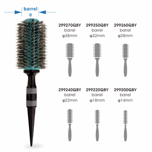 Manche en bois pointu avec anneaux en caoutchouc antidérapants Brosse à baril en aluminium avec poils de sanglier pur/en nylon ionique en forme de V - Product Image 4