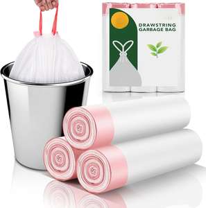 Bolsas de Basura Pequeñas con Cordón, Bolsas de Basura Mini Blancas sin Perfume, Forros Resistentes para Cestas de Basura para Baño, Cocina, Oficina - Product Image 1